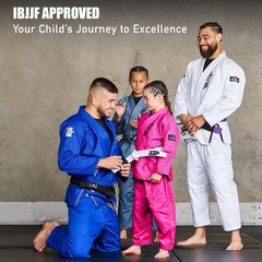 Elite Sports Kids Ultra Light BJJ Brazilian Jiu Jitsu Gi C0 Pink Preshrunk ,Belt