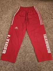 Adidas Track Pants Taekwondo Martial Arts Training Red Wide Leg Size 180 (26-34)