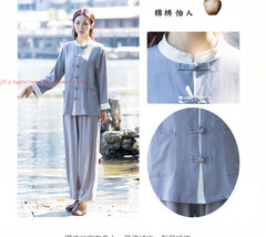 Womens Cotton Linen Kung Fu Tai Chi Uniform Martial Arts morning exercise Suit