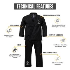 Brazilian Jiu Jitsu Gi BJJ Gi Kimono Training Uniform for Kids Black 300 GSM
