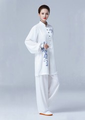 Summer Tai Chi Clothes Wrinkle Free Wushu Clothing Kung Fu White Women Men