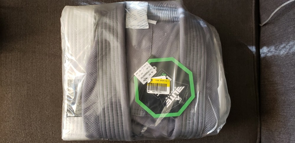 A2 Elite Sports Ultra Light PrShrunkGray Adult Brazilian Jiu Jitsu BJJ Gi W/Belt