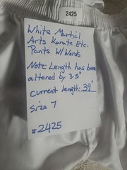 White Martial Arts Kids Pants Size 8 Drawstring Wide Athletic