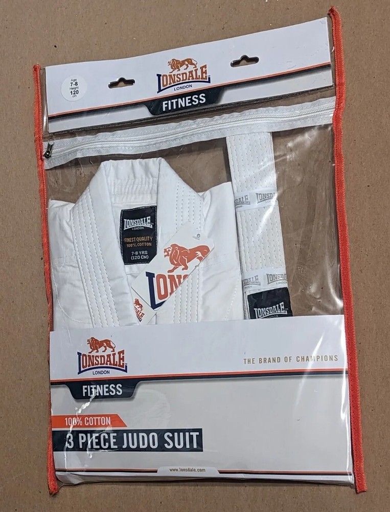 Lonsdale London 3 Piece Martial Arts Judo Suit White ages 7-8 Height 120cm