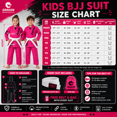 Kids Pink Brazilian Jiu Jitsu Gi with Free Belt & Bag BJJ Training Uniform Sets