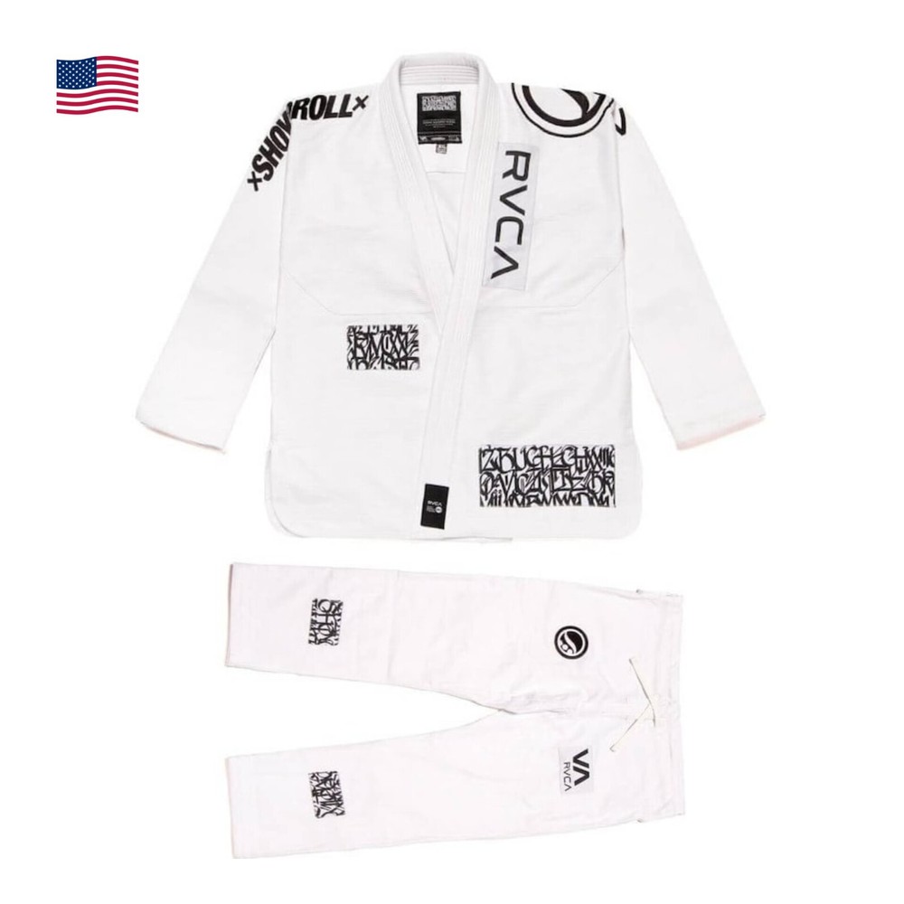 White Shoyoroll BJJ Gi Suite RVCA Batch# 105 Brazilian Jiu Jitsu Uniform 450gsm