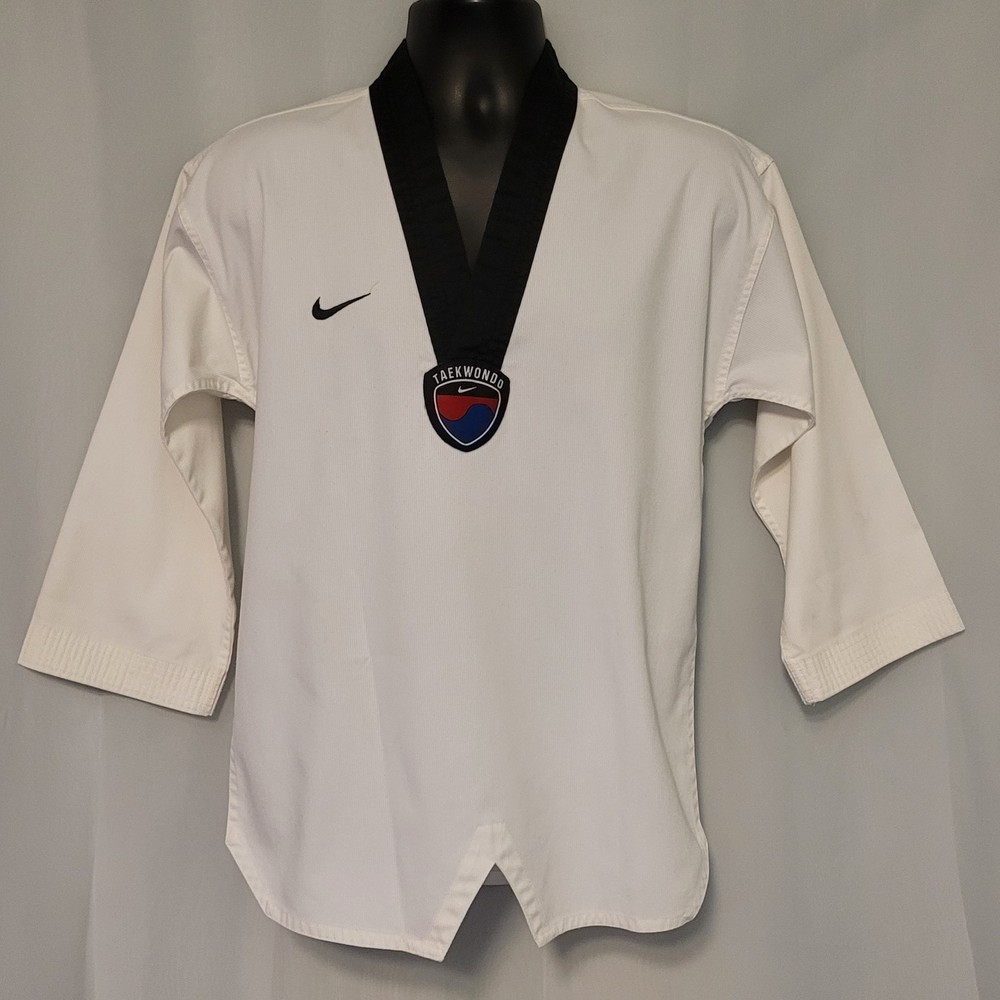 VTG Nike Korea Taekwondo White Karate Kimono Embroidered Swoosh Logo 6/160 US XS