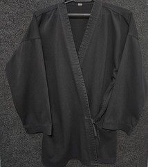 Vtg Black Martial Arts Gi Robe Jacket Karate Jui Jitsu Keikogi Uwagi Taekwondo