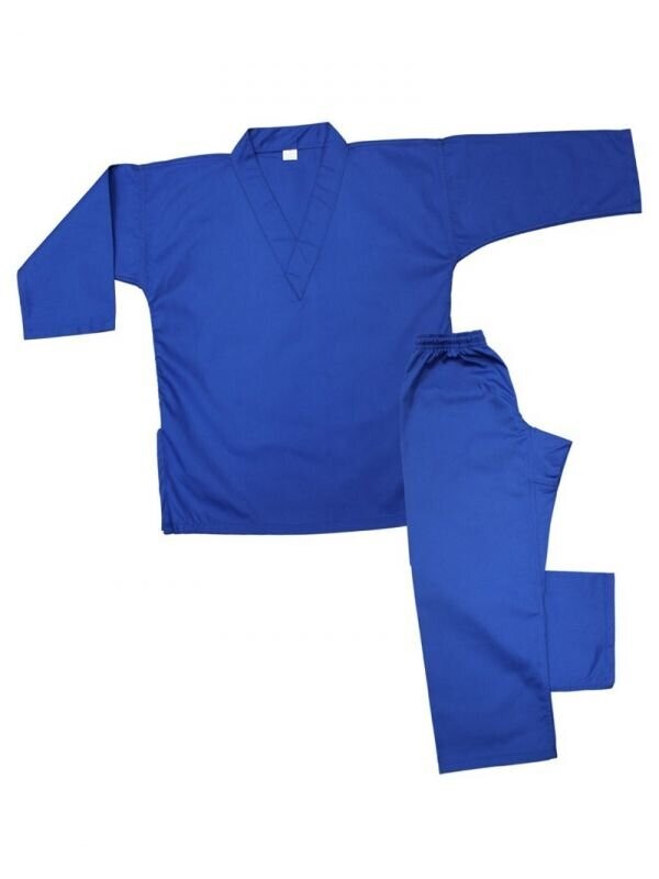 Tiger Claw Lightweight Poly-Cotton V-Neck Uniform Color Blue, Size 4