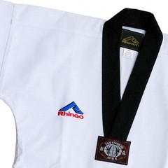 Rhingo Ribbed Taekwondo Uniform White/Black