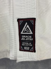 Gracie Jiu-Jitsu BJJ Gi Jacket Kimono Top M White Mens 100% Cotton Uniform
