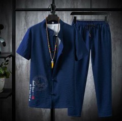 Men’s Tang suit Traditional Chinese Shirt +Pants Tang Suit Coat Kung Fu Tai Chi