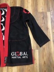 Global Martial Top And Pants Combo Mens Size A1 Black Jiu Jitsu Embroidery Adult