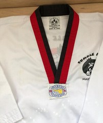 Lot Of 2 Kid’s Tae Kwon Do Gi Black & Red (Sz 0- 140cm)+ White (size 1 – 150cm)