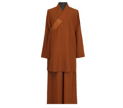 STOCK Buddhist Shaolin Monk Robe Full Set Linen Kung Fu Suit Uniforms Meditation