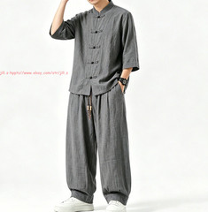 Men Tang Suit Traditional Kung Fu Tai Chi Uniform Cotton linen martial arts Suit
