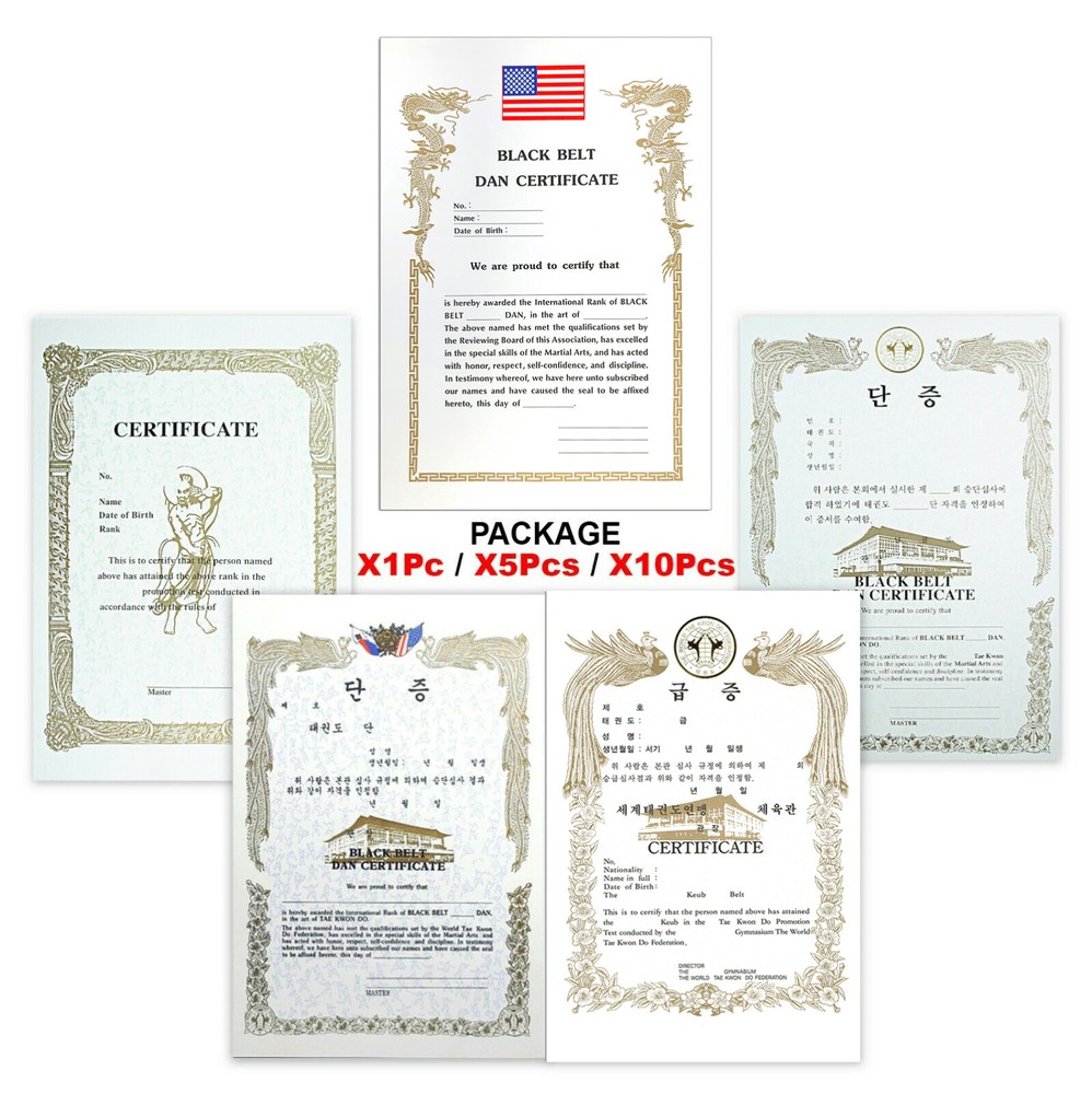 Martial Arts Certificate, Black Belt, World Taekwondo Federation/ WTF Black Belt