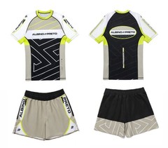Albino and Preto VGB Comp Rash Guard SS & Short MMA No Gi Compotator Kimono
