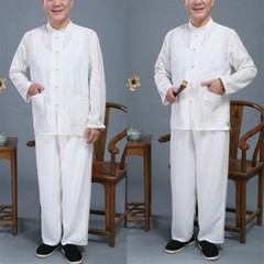 Men Chinese Tang Suit Tai Chi Set Kung Fu Uniform Shirt + Pants Martial Arts