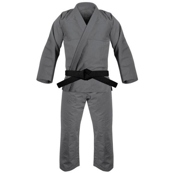 Premium Grey Karate Gi Martial Arts Uniform with Black Belt – Professional suit.