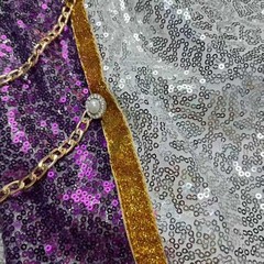 Custom Chain Trim Boxing Fight Robe Set – Sequin Silver Purple Entrance Uniform