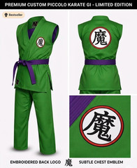 Piccolo Karate Gi Set – Green Sleeveless Anime Uniform with Purple belt