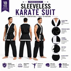 Custom Sleeveless Karate Uniform | Custom Trim Karate Gi | Martial Arts Training