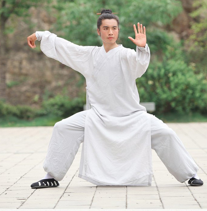 Taoist Shaolin Monk Kung Fu Linen Robe Tai Chi Uniform Wushu Sets Martial Arts