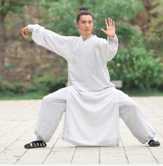 Taoist Shaolin Monk Kung Fu Linen Robe Tai Chi Uniform Wushu Sets Martial Arts