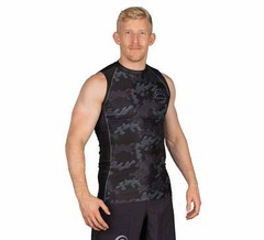 Fuji Combat Camo Sleeveless Sleeve Less MMA BJJ Jiu Jitsu Rashguard – Black