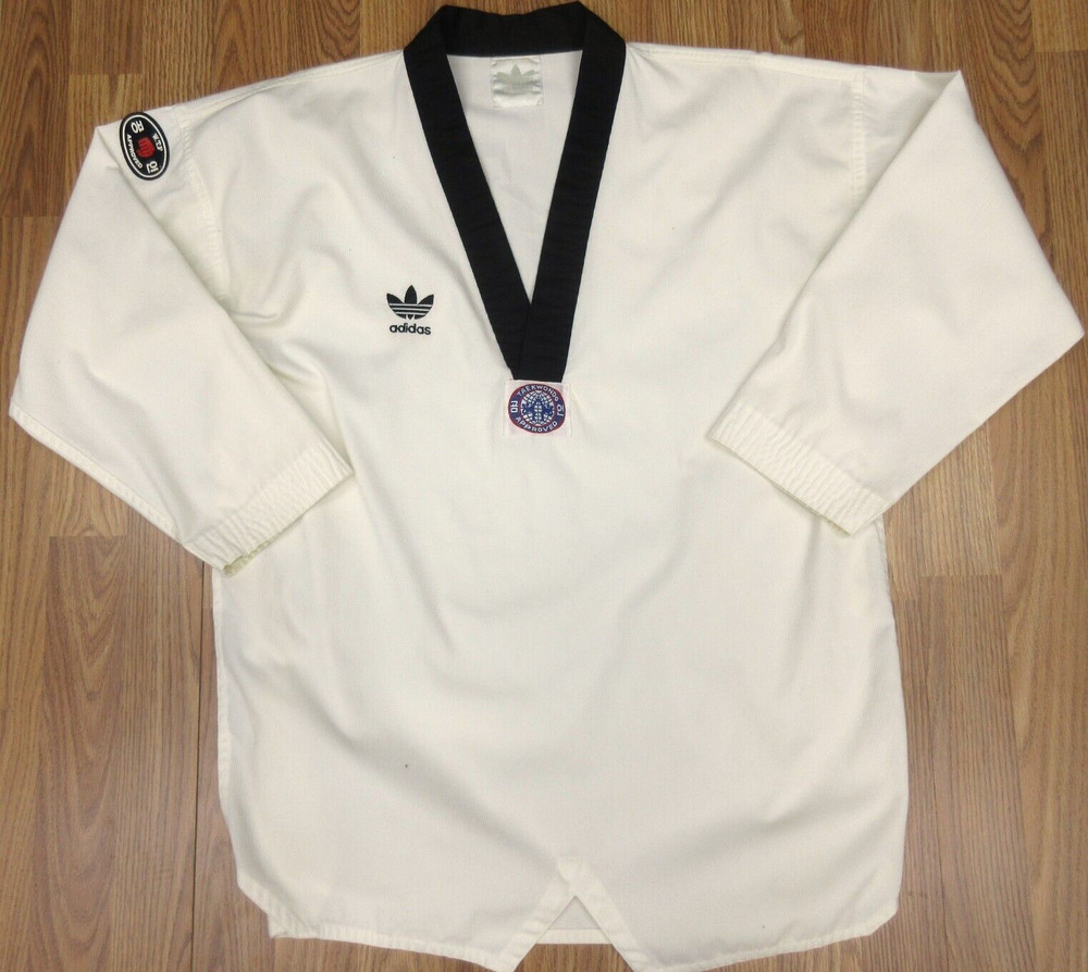 VTG ADIDAS TAEKWONDO GHI SHIRT TOP UNIFORM 100% COTTON Sz 4