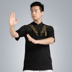 Chinese Cotton Tai Chi Clothing Kung Fu Wushu Martial Arts T-shirt Unisex Summer