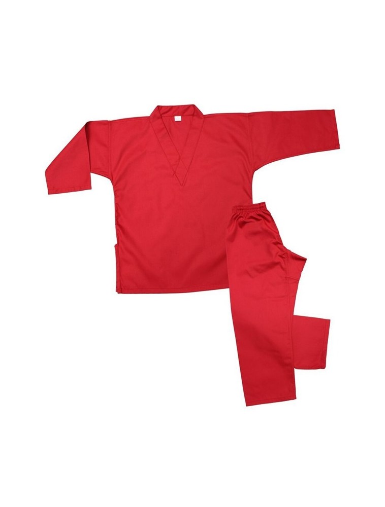 Tiger Claw Lightweight Poly-Cotton V-Neck Uniform Color Red, Size 5