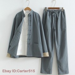 3pcs Traditional Chinese Linen Kung Fu Tai Chi Uniform Retro Plus Size Tang Suit