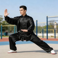 Luxurious Korean Silk Tai Chi Uniform for Unisex – Long Sleeve & Comfortable Fit