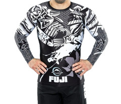 Fuji Rashguard Long Sleeve LS Musashi Rash Guard MMA BJJ Jiu Jitsu Black White
