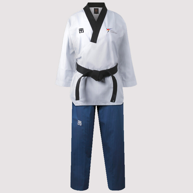 Women Mooto Official Black Collar Master Uniform Dobok Gi TKD WTF KTA Approved