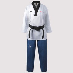 Women Mooto Official Black Collar Master Uniform Dobok Gi TKD WTF KTA Approved