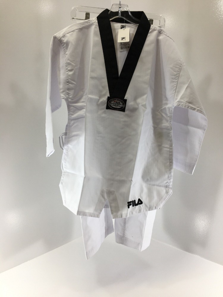 Fila Unisex Youth 2 PC Taekwondo Uniform Top & Pants Set White/Black US:14 NWT @