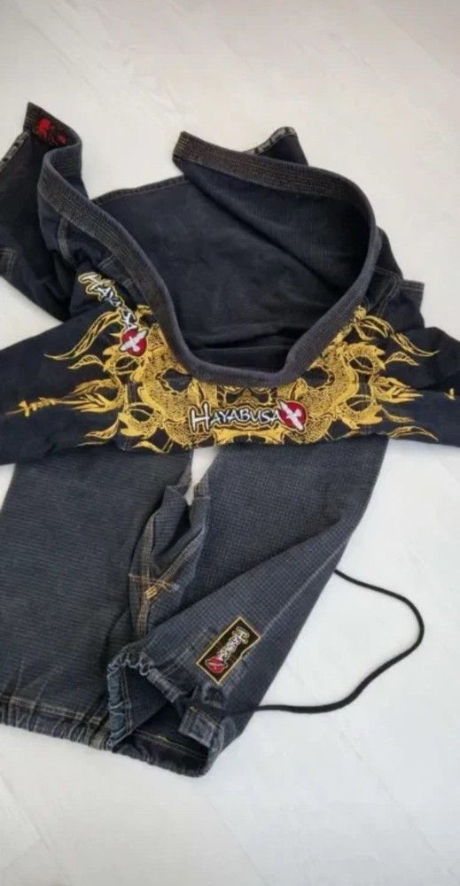 Rare💥 A2 Hayabusa Black and Yellow Jiu-Jitsu Gi with Dragon like Design 🐉