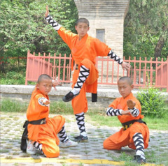 Durable Orange Shaolin Monk Uniform Kung fu Suit Tai chi Martial art Clothes Set