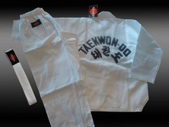 KANKU Taekwondo Uniforms White Color 10 Oz, white V neck black V neck white belt