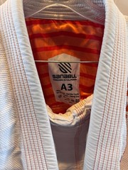 Sanabul Highlights Pro Competition BJJ Jiu Jitsu Gi – White/Orange – Size A3