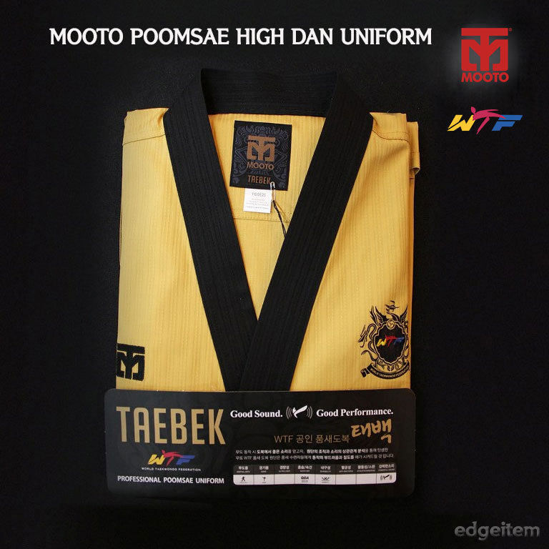 MOOTO Poomsae WTF High Dan Uniform TAEBEK YellowTaekwondo Open Dobok TKD