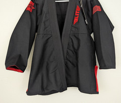 New Elite F1 Childs Gi no belt no pants black & red bjj mma boxing judo 3151