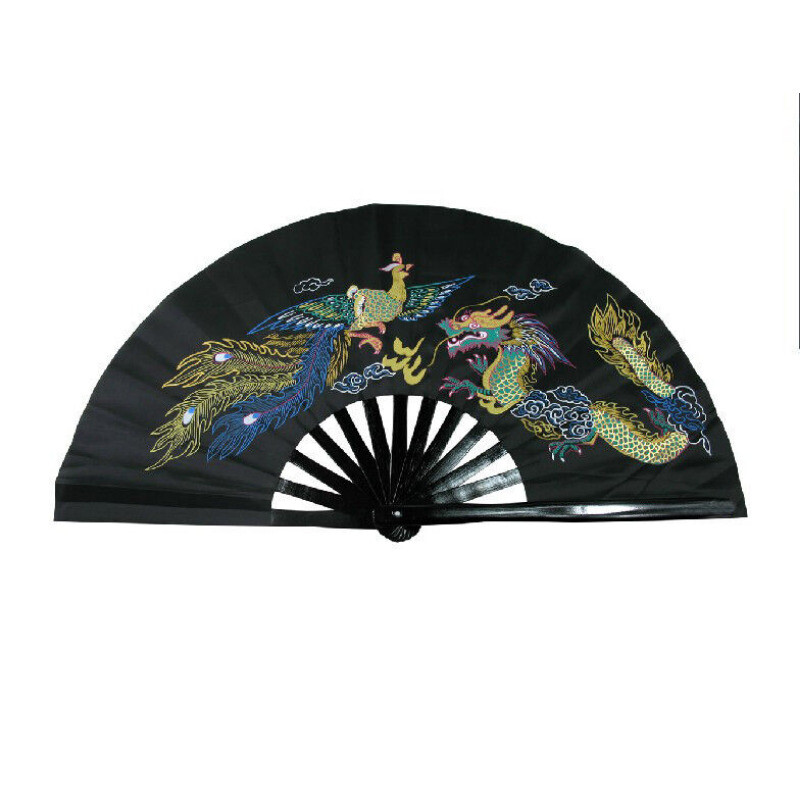 China Wu shu Kung fu Tai chi Dance Exercise fan dragon & phoenix 5Color optional