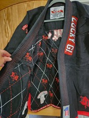 Lucky Gi Aces and Eights A1 Black BJJ Gi Dead Mans Hand Jiu Jitsu Kimono + Bag