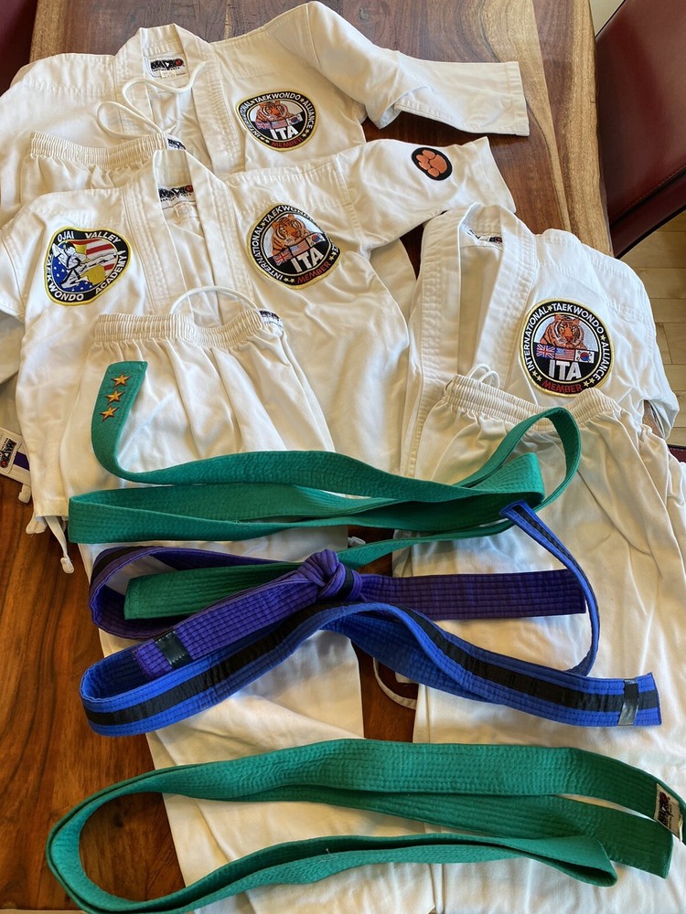 Lot of 3 Macho Karate Martial Arts Uniform Belts Used 120/140/150 5 Belts! Youth