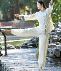 Womens Cotton Linen Kung Fu Tai Chi Uniform Martial Arts morning exercise Suit