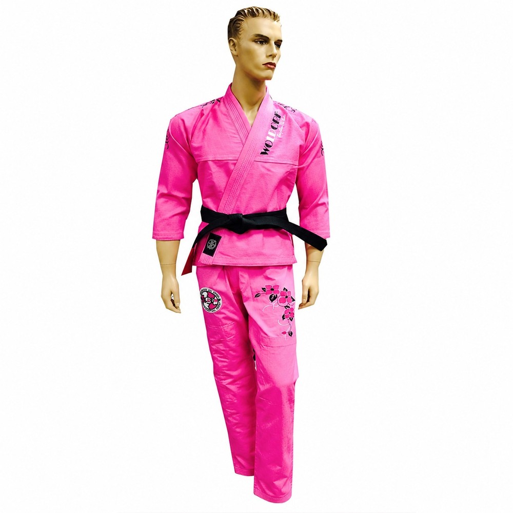 Pink Brazilian Jiu Jitsu Gi BJJ Uniform Kimono Martial Arts Training Suit w/logo
